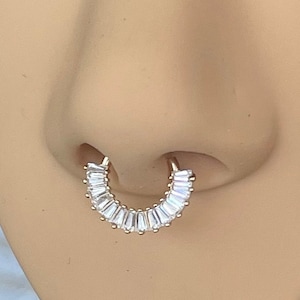 Solid Gold Fan Septum Ring Clicker 8/10mm | Septum Jewelry 14k Gold | Septum Nose Ring | CZ Cute Septum Piercing Septum Nose Ring