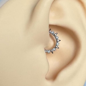 Gold Sparkly Daith Earring, Cute Dainty Daith Piercing Jewelry, Unique Daith Clicker, Gold Daith Jewelry, CZ Silver or Gold