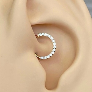 Titanium Gold Daith Earring | 14G, 16G or 18G | 6mm, 8mm, or 10mm | Daith Ear Piercing | Daith Jewelry Dainty Gold Cute Daith Rings