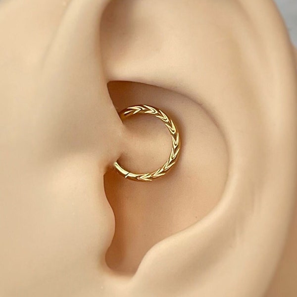 16G Gold Daith Jewelry Ring | 8mm Minimalist Daith Jewelry Clicker | Dainty Daith Hoop Piercing | Cute Tragus Cartilage Daith Clicker