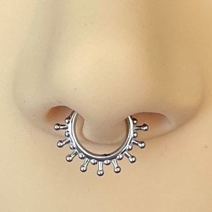 Silver Septum Jewelry, Cute Septum Ring, Septum Clicker, Septum Piercing, Unique Sunburst Septum Ring Fan Septum Rings Silver Gold, 8mm 10mm