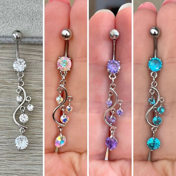 Surgical Steel Floating Gem within a Caged Heart Dangling Belly Button Navel Ring Surgical Steel Floating Gem within a Caged Heart Dangling Belly Button Navel Ring