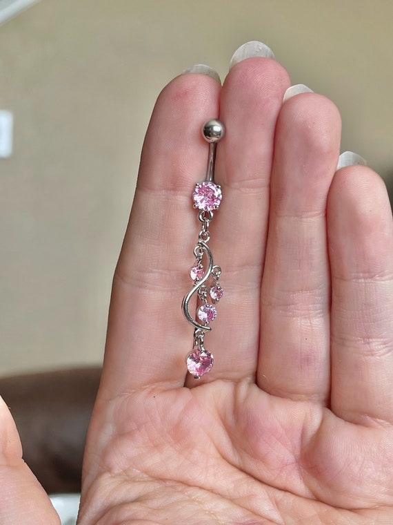 Large Gold Plated Hollow Heart with CZ Gem Rim Dangling Belly Button Navel Ring Large Gold Plated Hollow Heart with CZ Gem Rim Dangling Belly Button Navel Ring