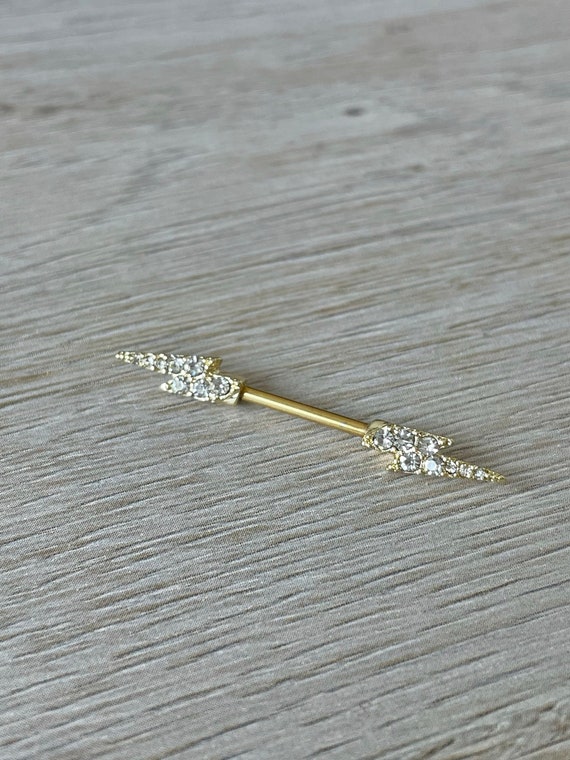 Nipple Ring Sexy Gold Lightning Bolt Nipple Barbell Delicate