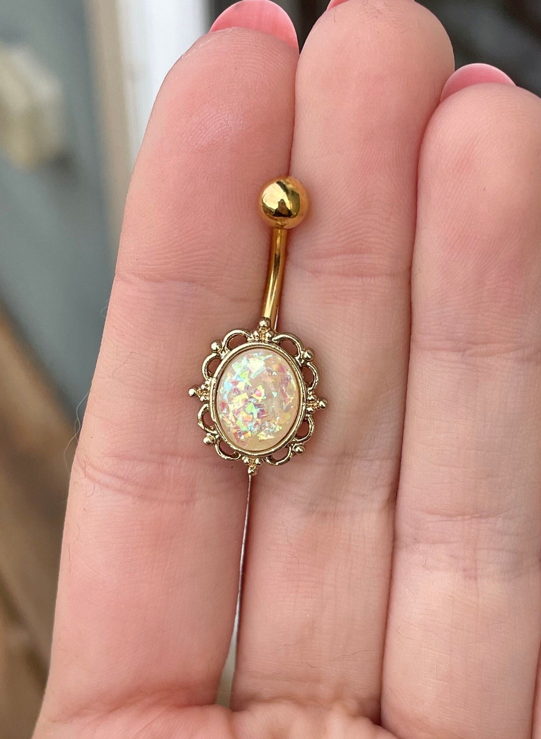 Opal Gold Belly Button Rings Belly Button Piercing Navel Ring Piercing