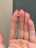 Gold Aqua CZ Belly Button Ring – 316L Surgical Steel Navel Piercing, Dainty Minimalist Jewelry