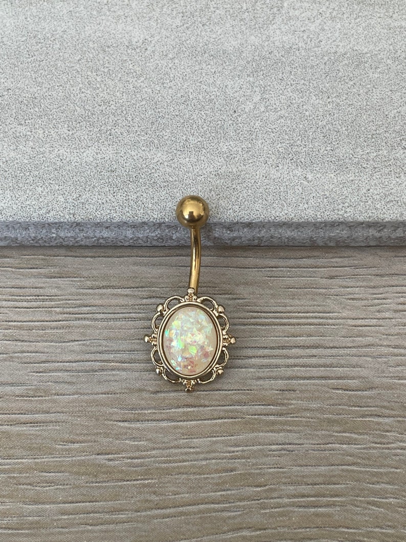 Opal Gold Belly Button Rings Belly Button Piercing Navel Etsy