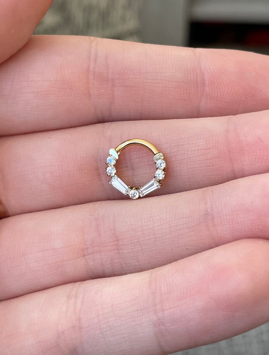 16G Daith Earring Titanium Clicker 8mm/10mm CZ Crystal Daith Jewelry