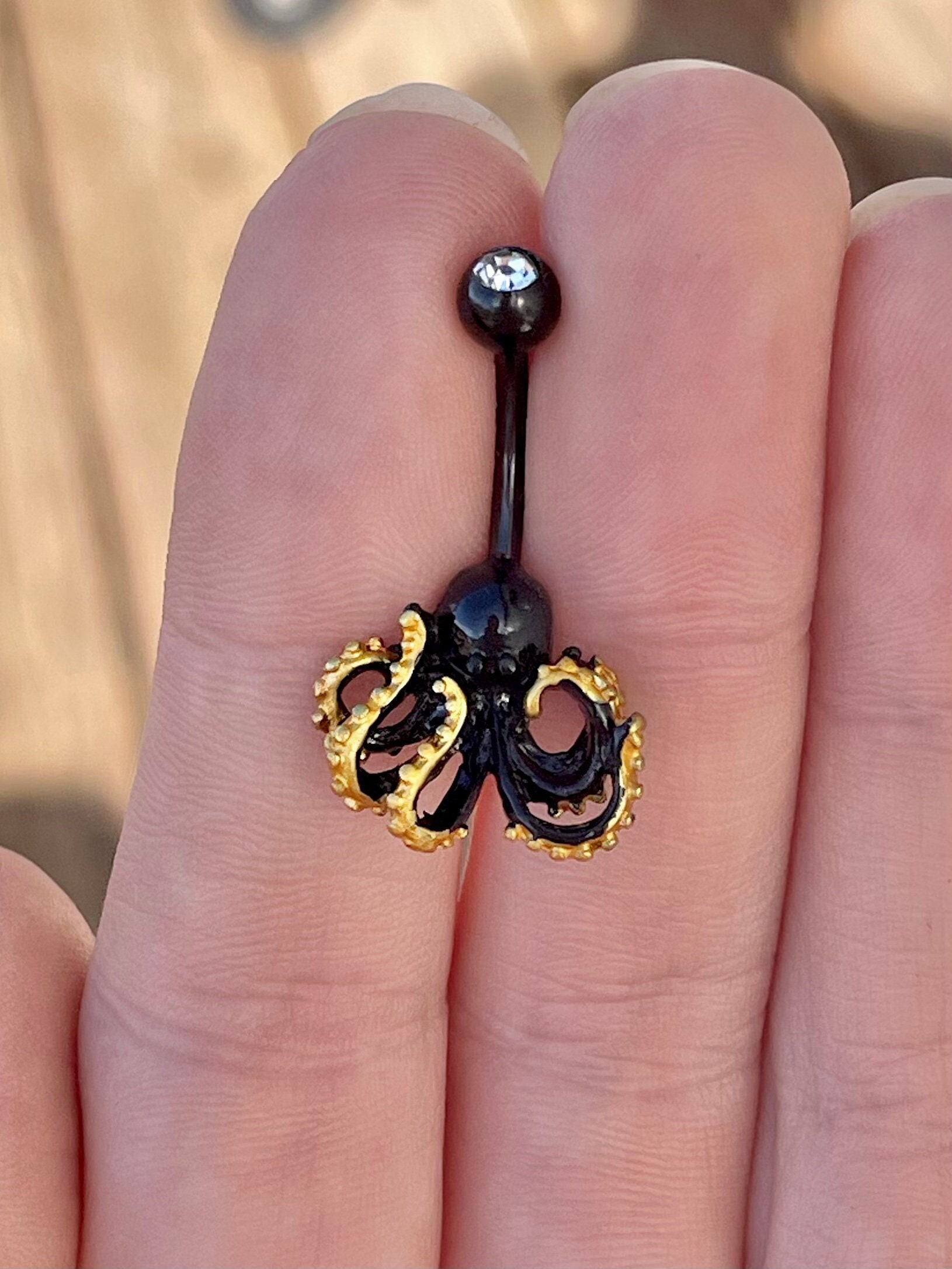 Octopus Belly Button Ring Cute Unique Belly Button Piercing Jewelry for Navel Piercings Navel Ring Navel Jewelry Cute Gold Black Etsy