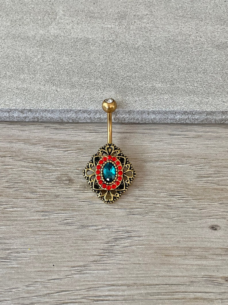 Elegant Gold Vintage Belly Button Ring Dainty Minimalist Etsy