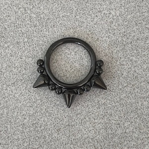 Spike Septum Ring, Unique Black Septum Piercing, Septum Jewelry, Septum Rings, Septum Clicker, Goth Spikey Punk Septum Ring, Nose Ring Hoop