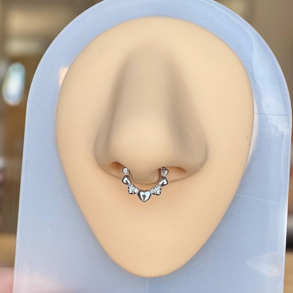 Silver Heart Septum Clicker, Surgical Steel Piercing Jewelry - Etsy