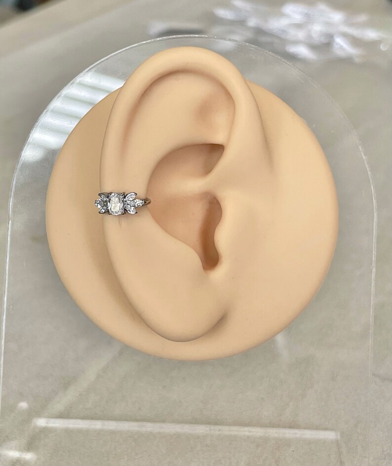 16G Gold Helix Piercing Titanium Cute Conch Orbital Earring Piercing Cartilage Opal Helix Earring Hoop Cool Edgy Earrings Conch Ring Jewelry