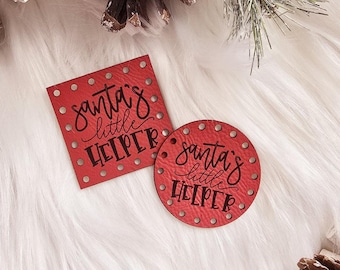 Santa's Little Helper ~ Holiday Faux Leather Patches ~ Perfect for Christmas Gifts and Winter Crafts ~ Over 20 color choices ~ 4 sizes