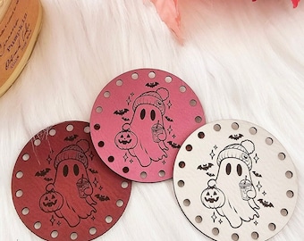 Ghost in a Beanie ~ Crochet, Knit, Sew On Tags for Handmade Items ~ Autumn Fall Halloween Labels ~ Multiple Sizes ~ 18 colors