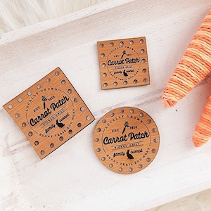 Carrot Patch/Easter Tag/Bunny Rabbit Label/Eco Friendly Faux Leather/15 colors/for Handmade Crafts/Crochet/Knit/Sew