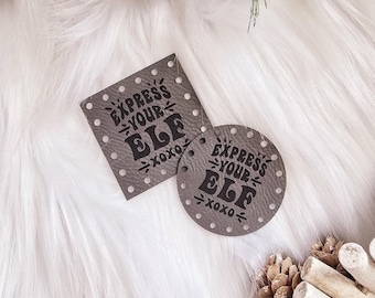 Express Your Elf ~ Holiday Faux Leather Patches ~ Perfect for Christmas Gifts and Winter Crafts ~ Over 20 color choices ~ 4 sizes