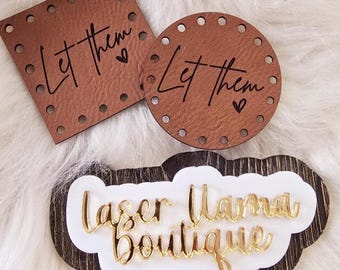 Let Them ~ Faux Leather Patches ~ Crochet, Knit, Sew On Accessories ~ 23 colors ~ 4 sizes ~ Hat Patches ~ Cozy Tags