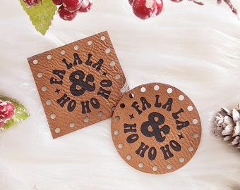 Fa La La & Ho Ho Ho ~ Holiday Faux Leather Patches ~ Perfect for Christmas Gifts and Winter Crafts ~ Over 20 color choices ~ 4 sizes