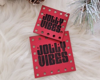 Jolly Vibes Christmas Patches: Winter Crochet Knit Beanie Tags - 2 Sizes - 18 colors