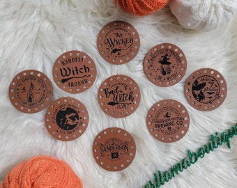 Just Witchin' Around Eco Friendly Faux Leather Patches/Halloween Tags for Handmade Items/ Witchy Labels for Crochet, Knit, Sew/Fall/Autumn