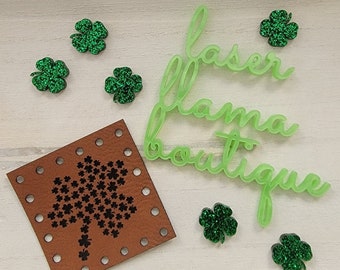Clover/Shamrock/1 Design/5 pack/15 Colors Vegan Faux Leather/2 Sizes of Labels for St. Patty's Day Handmade Crafts/Crochet/Knit/Sew On