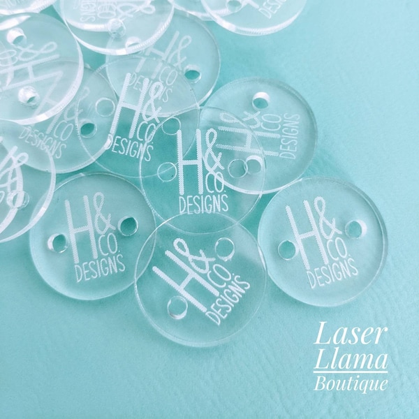 Clear Acrylic 1" buttons, for Handmade items Hats, Beanies, Crochet, Knit, Sewing, Brand Labels, Product/Brand/Logo Buttons, Free Shipping