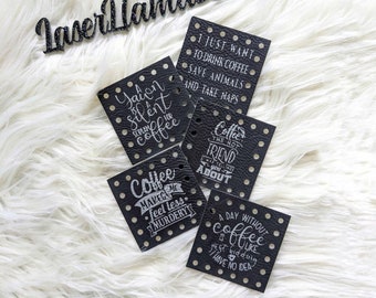 Coffee Lovers Patches/Variety Pack of Tags/Labels for Handmade items/Crochet/Knit/Sew/Cold Brew Cozy Tags/Coffee Sleeve Patches/Set 2