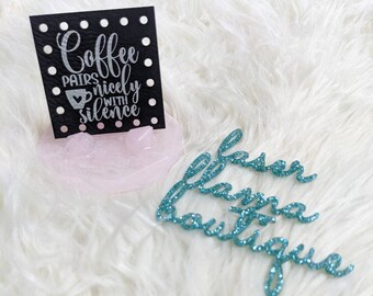 Coffee Pairs Nicely With Silence/Labels for Handmade items/Crochet/Knit/Sew/Cold Brew Cozy Tags/Coffee Sleeve Patch