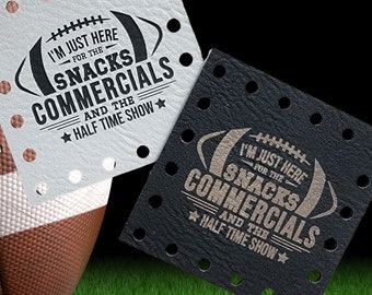 Here for Snacks Commercials and Half Time~Football Patch~for handmade beanies, cup cozies and more~Crochet~Knit~18 colors