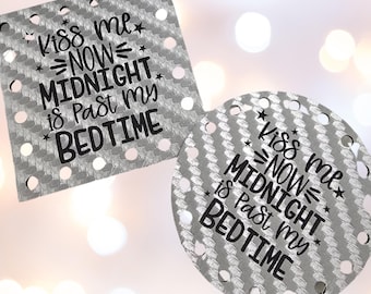 New Years Eve Patch: Kiss Me Now - Faux Leather - Crochet - Knit - Handmade Items - Multiple Colors and Sizes