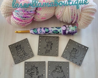 Unicorn Patches/Set 3/Tags 2"/Vegan Faux Leather/Cute Uni Tags for Handmade Items/Crochet/Knit/Sew/Mythical Labels