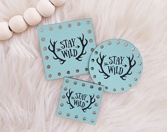 Stay Wild Patch/Baby Tags/18 color options/Labels for Handmade Infant & Children Items/Crochet/Knit/Sew/Hat Patches