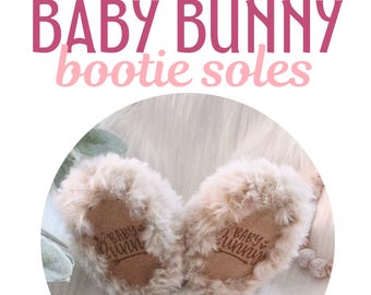 Bunny Baby Bootie Soles: Faux Suede Infant Shoe Bottoms (0-3, 3-6 Months)