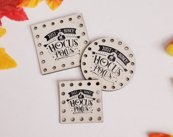 Just a Bunch of Hocus Pocus Faux Leather Patches/3 sizes/16 colors/Single or 4 pack/Knit Tags/Crochet Labels/Patches for handmade crafts