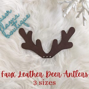 Sew On Reindeer Antlers: Faux Leather Beanie Accessory, Single and 4-pack, Free Pattern Link in Description