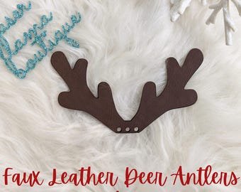 Sew On Reindeer Antlers: Faux Leather Beanie Accessory, Single and 4-pack, Free Pattern Link in Description