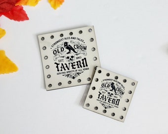 Old Crow Tavern/Faux Leather Patches/3 sizes/16 colors/Single or 4 pack/Knit Tags/Crochet Labels/Patches for handmade crafts