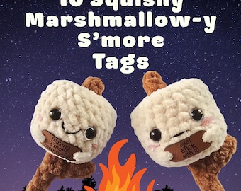 Marshmallow S'more Tags ~ Faux Leather Patches ~ 10 pack ~ Washable Amigurumi Labels