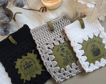 Skeleton Crew Granny Square E-Reader Faux Leather Patches ~ Crochet Patches ~ 20+ Color Options ~ 3 designs ~ Book Lovers Gift Accessory