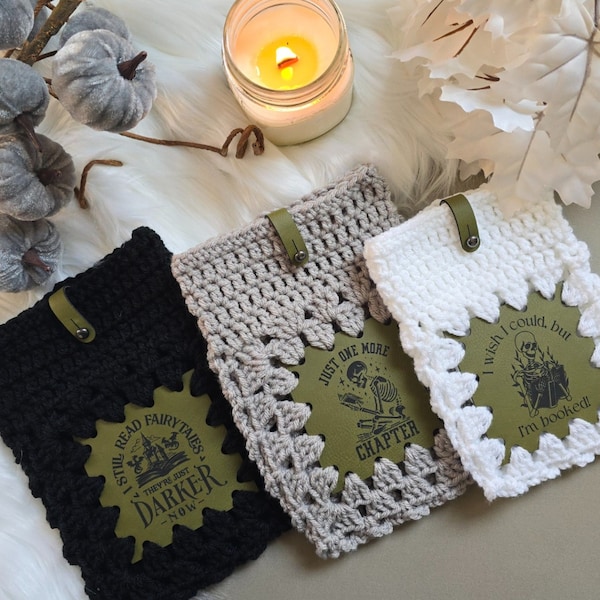 Skeleton Crew Granny Square Patches ~ Crochet In ~ 3 designs ~ E-reader Book Lovers Gift Accessory