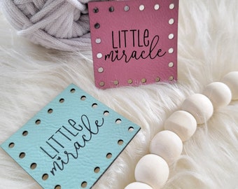 Little Miracle Patch/Baby Tags/16 color options/Labels for Handmade Infant & Children Items/Crochet/Knit/Sew/Hat Patches