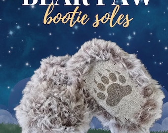 Bear Paw Bootie Soles for Crochet Baby Booties: Faux Suede Infant Shoe Bottoms - 8 colors - 2 sizes