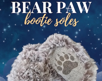 Bear Paw Bootie Soles: Faux Suede Infant Shoe Bottoms (0-3, 3-6 Months)
