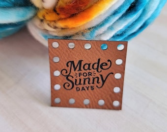 Made for Sunny Days Patches/Summer Tags/3 sizes/16 color options/Labels for Handmade Crafts/Crochet/Knit/Sew/Hat Patches