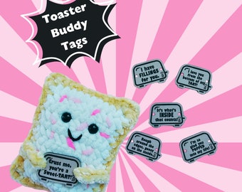 Toaster Tags~Faux Leather Tags for Crochet Toaster Pastries~Regular & Mini (keychain) sizes
