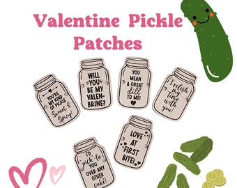 Valentine Peppy Pickle Patches~Set of 6~4 colors~Love Pickle~Crochet~Amigurumi Cucumber