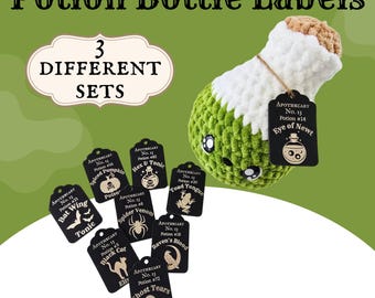 Potion Bottle Tags - Apothecary Bottle Labels - 3 sets - Halloween Decor