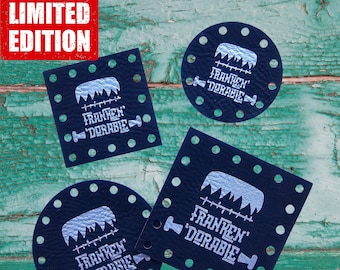 Franken'Dorable~Frankenstein~Kids~Halloween Patches~Faux Leather Tags~18 Color Choices~Labels for Crochet~Knit~Handmade