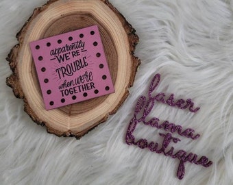 Trouble Together Funny Valentine Patches/Vegan Faux Leather/2 sizes/15 Color Options/Love Tags for Handmade items/Crochet/Knit/Sew